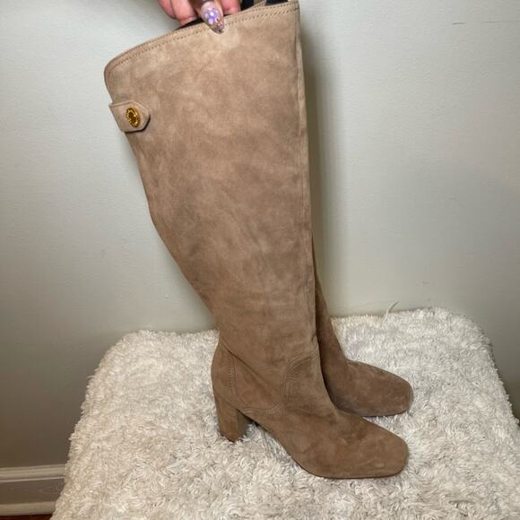 Cole Haan Grand 360 Suede Leather Block Heel Boots - Picture 2 of 9